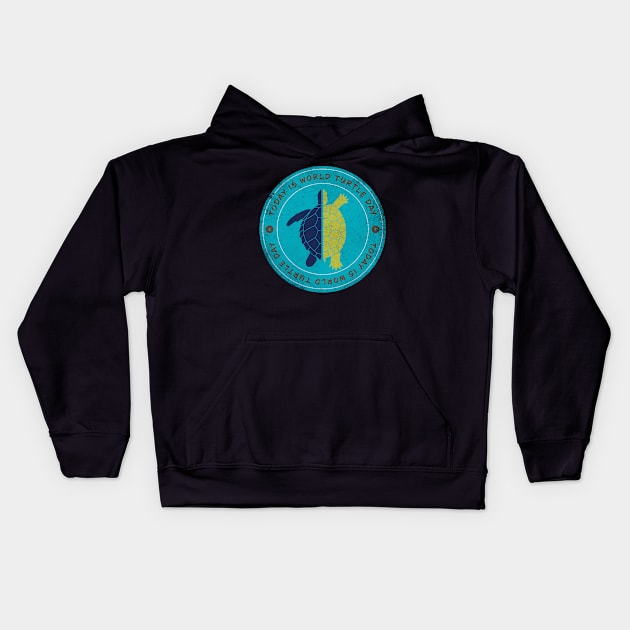 Today is World Turtle Day Badge Kids Hoodie by lvrdesign